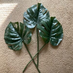set of 3 faux monstera leaves